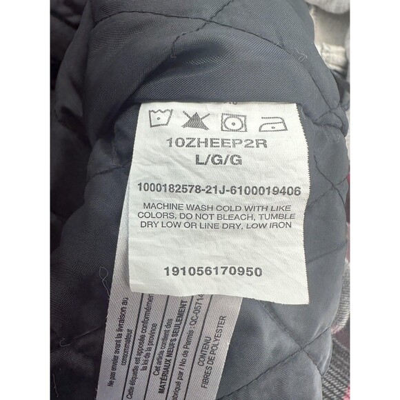 Wrangler Authentics Jacket Mens Large Red Gray Plaid Hooded Flannel Lined Shirt - Picture 6 of 11